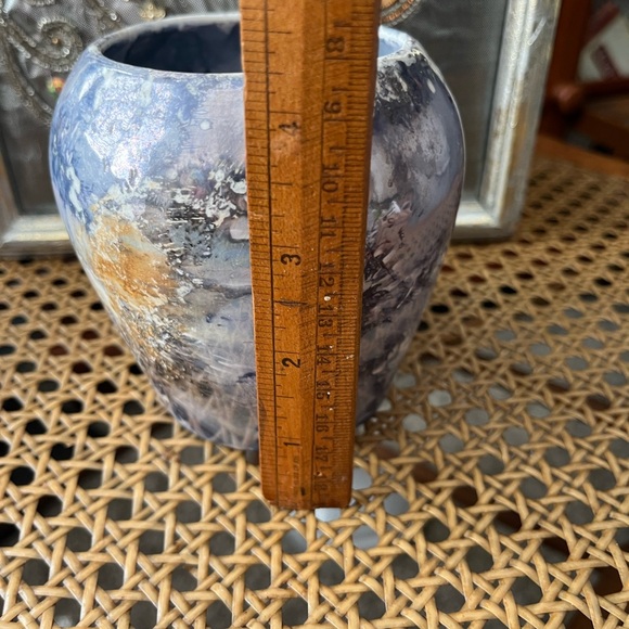 Arabia of Finland Vintage Glazed Blue Marbled Vase - Picture 4 of 8